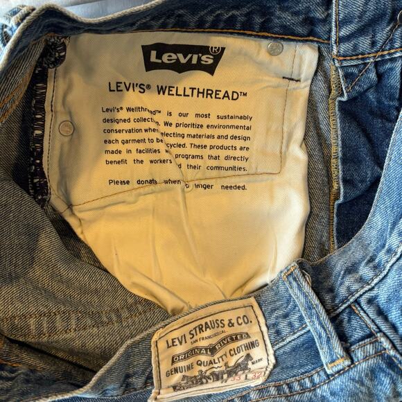 Levi’s 502 Wellthread Straight Leg Tapered Jeans Cropped Big E Unisex Size 33x27 - Picture 9 of 9
